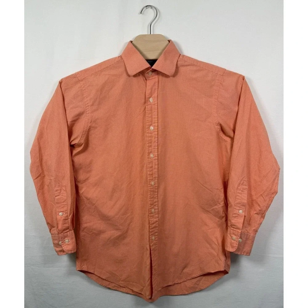 Polo Ralph Lauren Regent Classic Fit Orange Gingham Cotton Shirt Mens 15.5 32/33